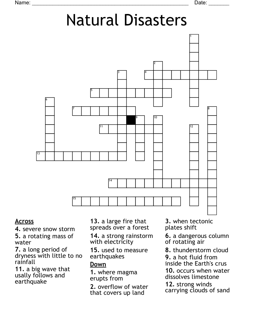 Natural Disasters Crossword