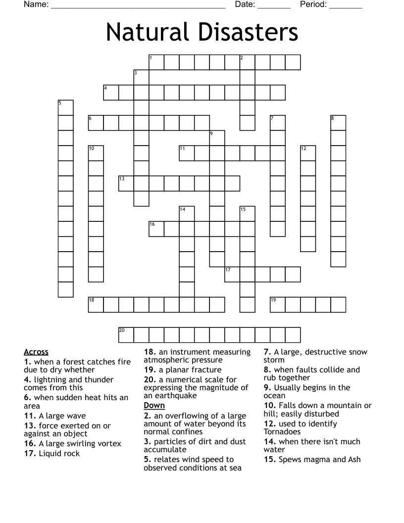 Natural Disasters Crossword