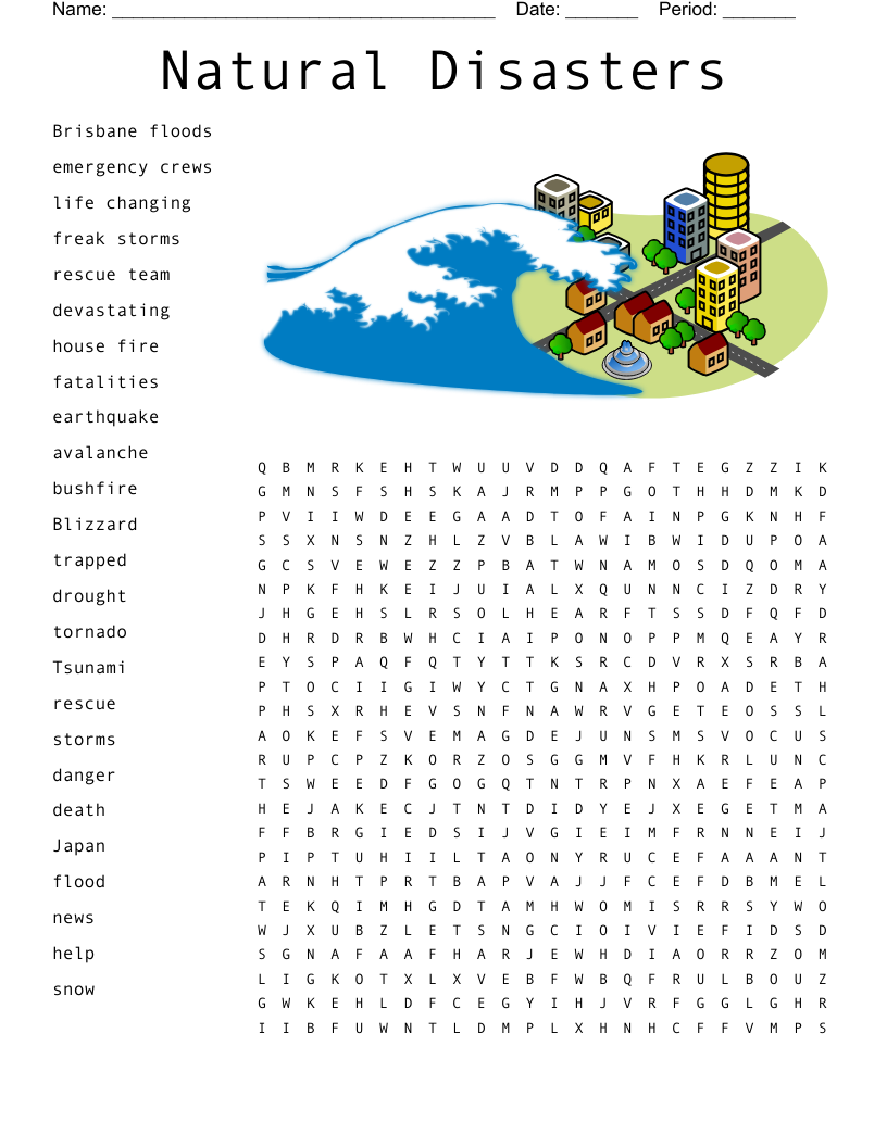 Natural Disasters Word Search