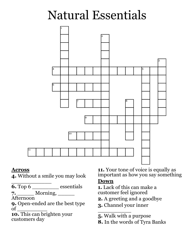 Natural Essentials Crossword
