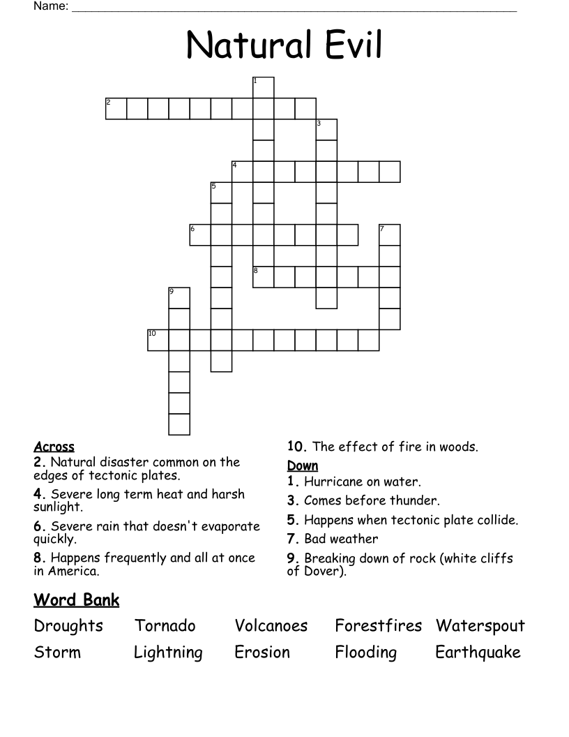 Natural Evil Crossword