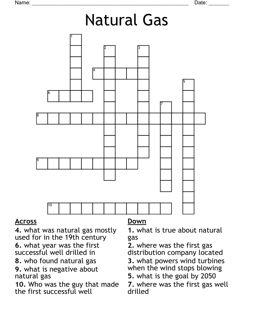 Natural Gas Crossword