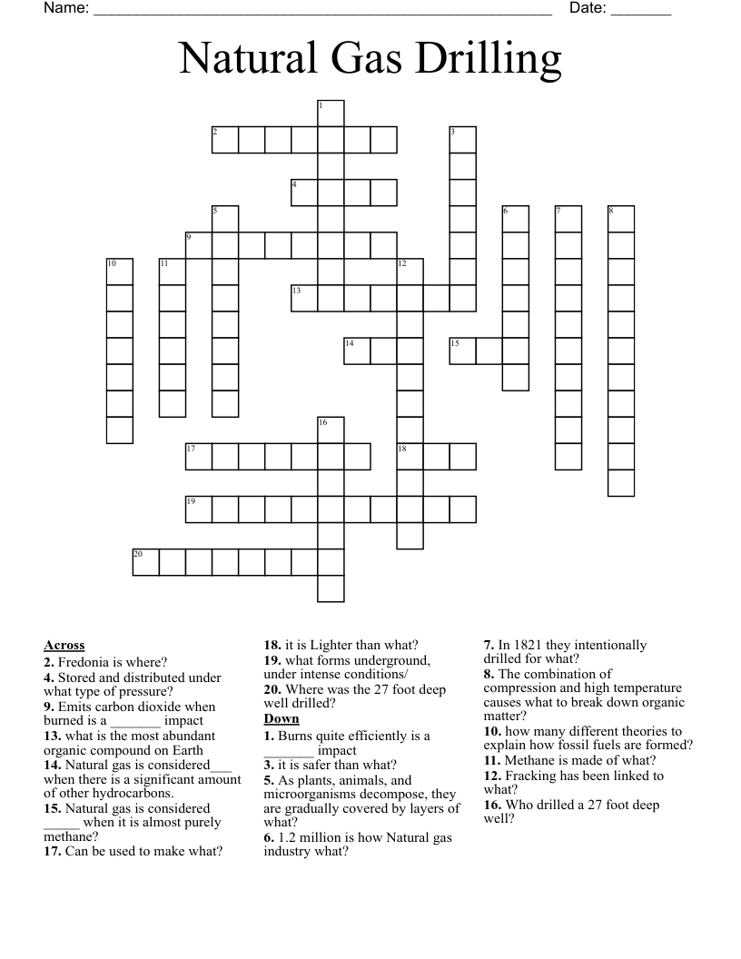 Natural Gas Drilling Crossword