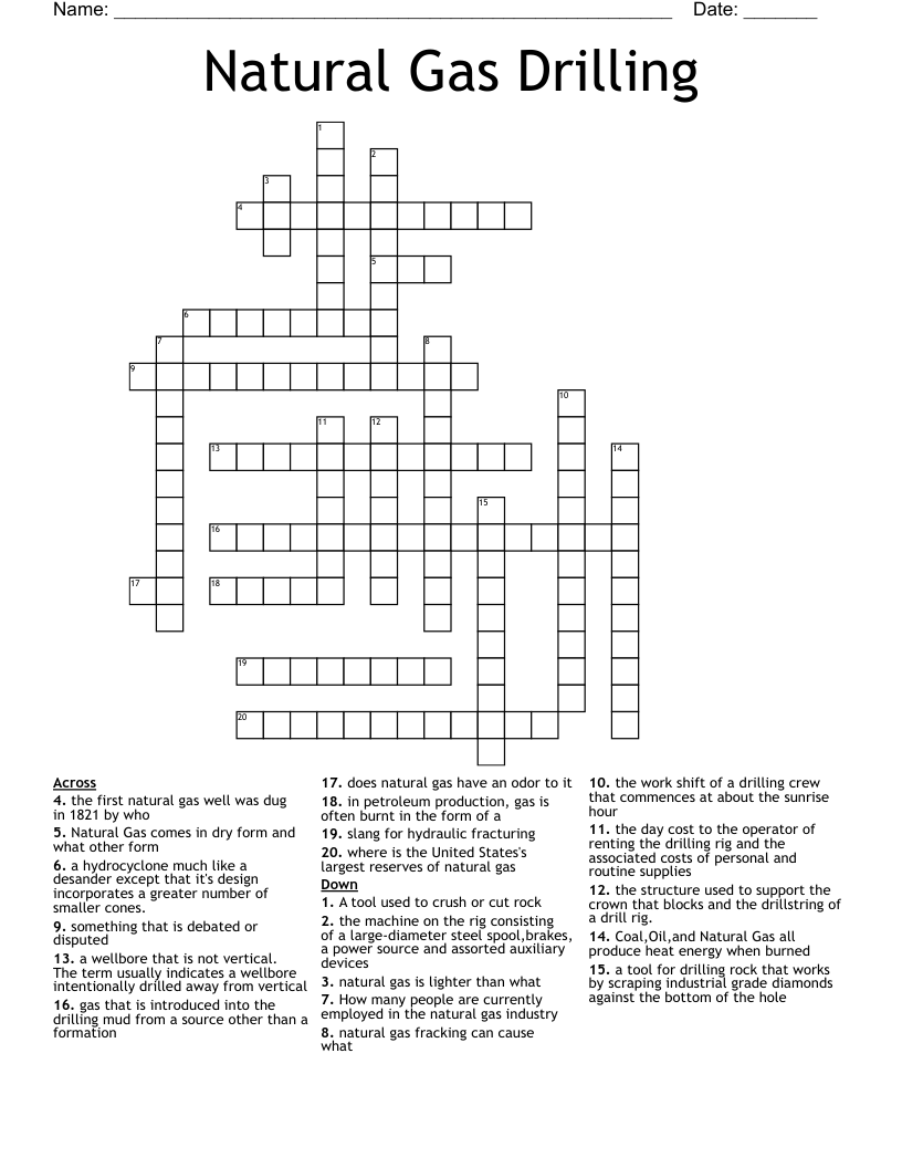 Natural Gas Drilling  Crossword