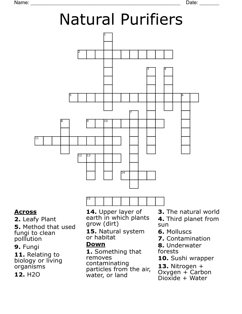 Natural Purifiers Crossword