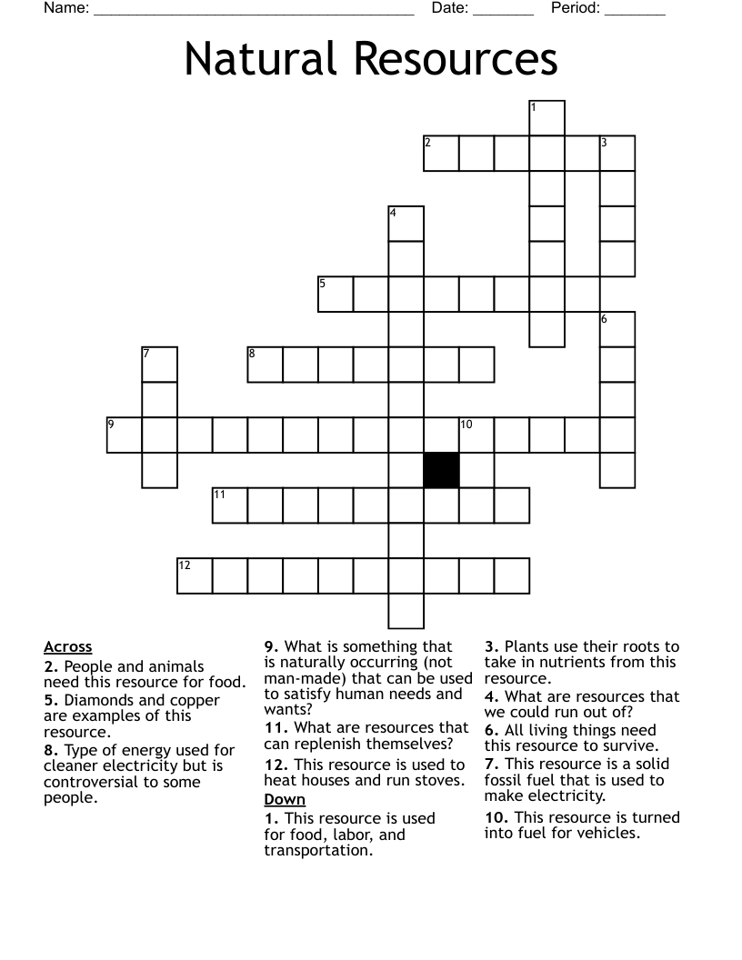 Natural Resources Crossword