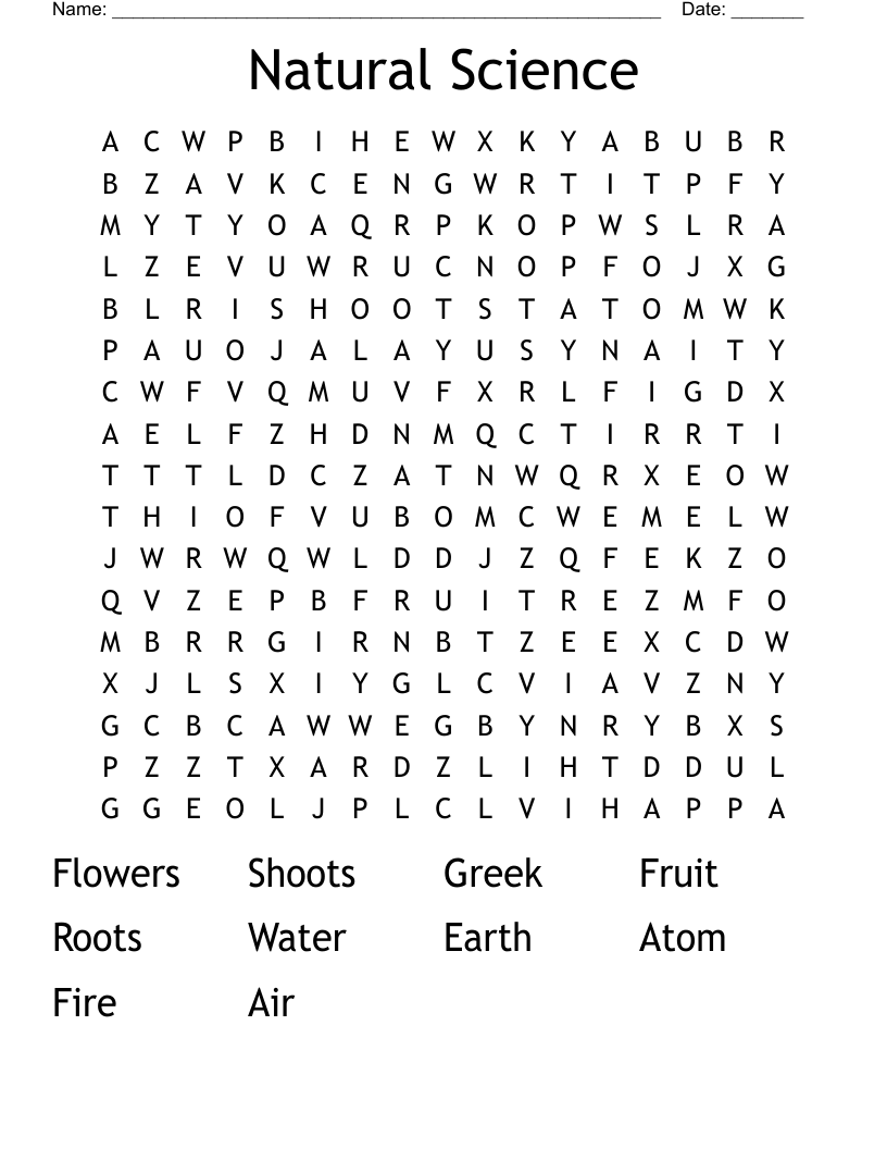 Natural Science Word Search