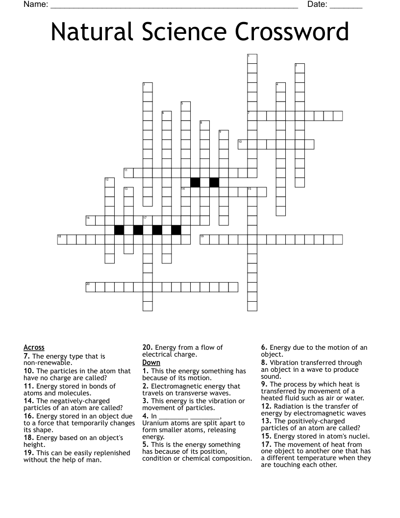 Natural Science Crossword 