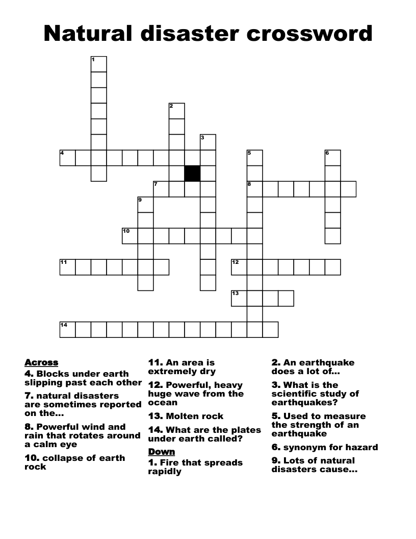 Natural disaster crossword