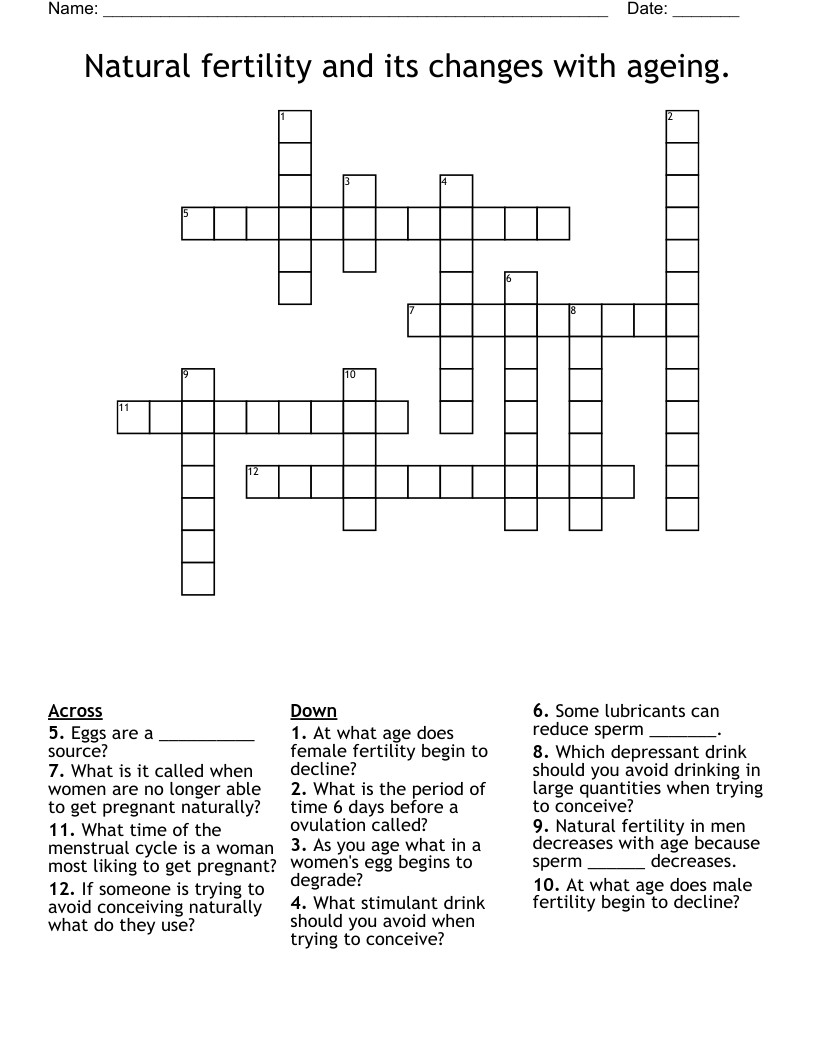 Natural fertility and its changes with ageing. Crossword