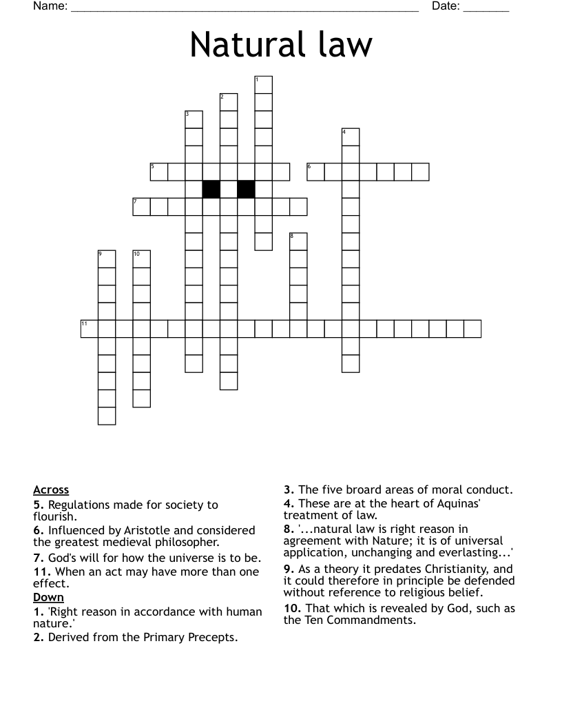 Natural law Crossword