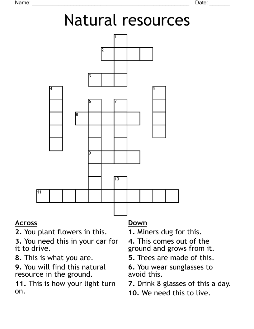 Natural resources Crossword