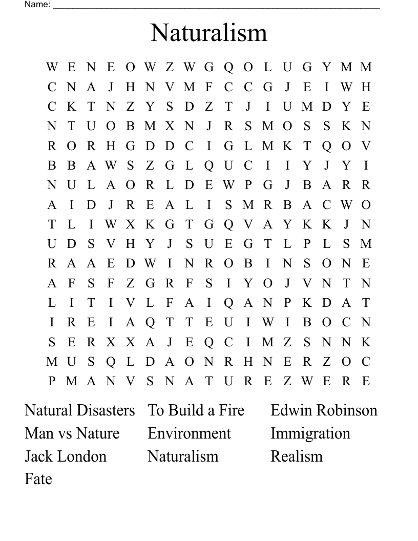 Naturalism Word Search