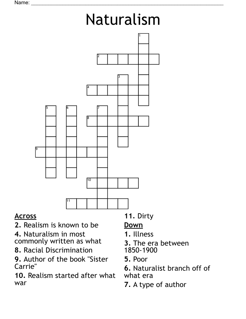 Naturalism Crossword