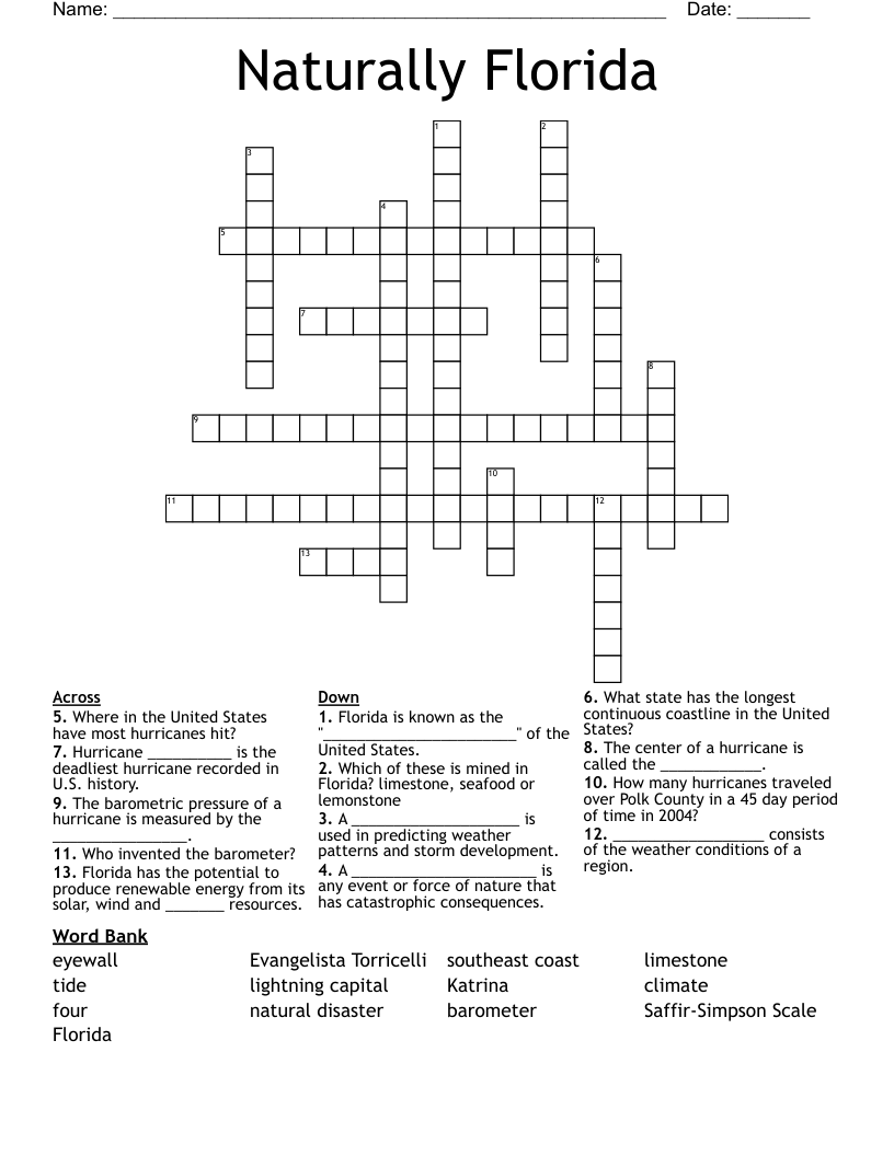 Naturally Florida Crossword