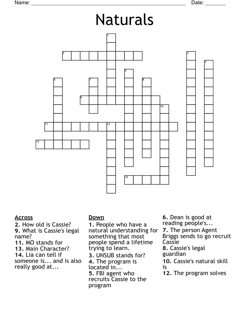 Naturals Crossword