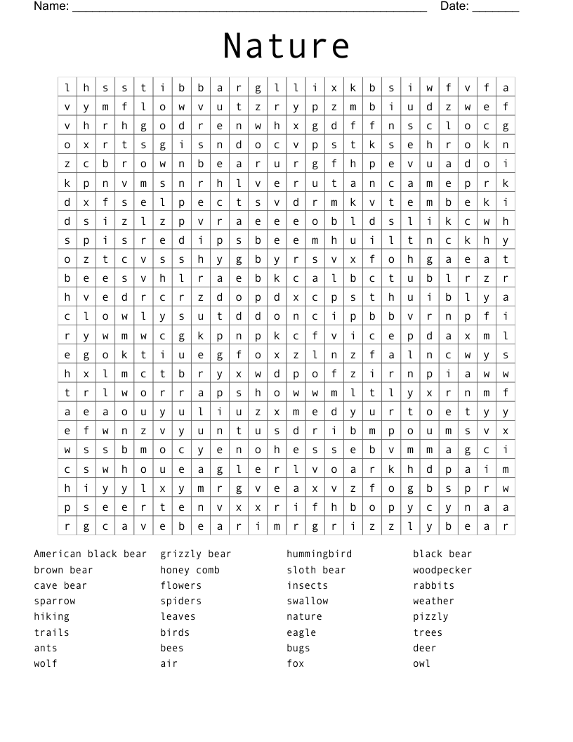 Nature Word Search