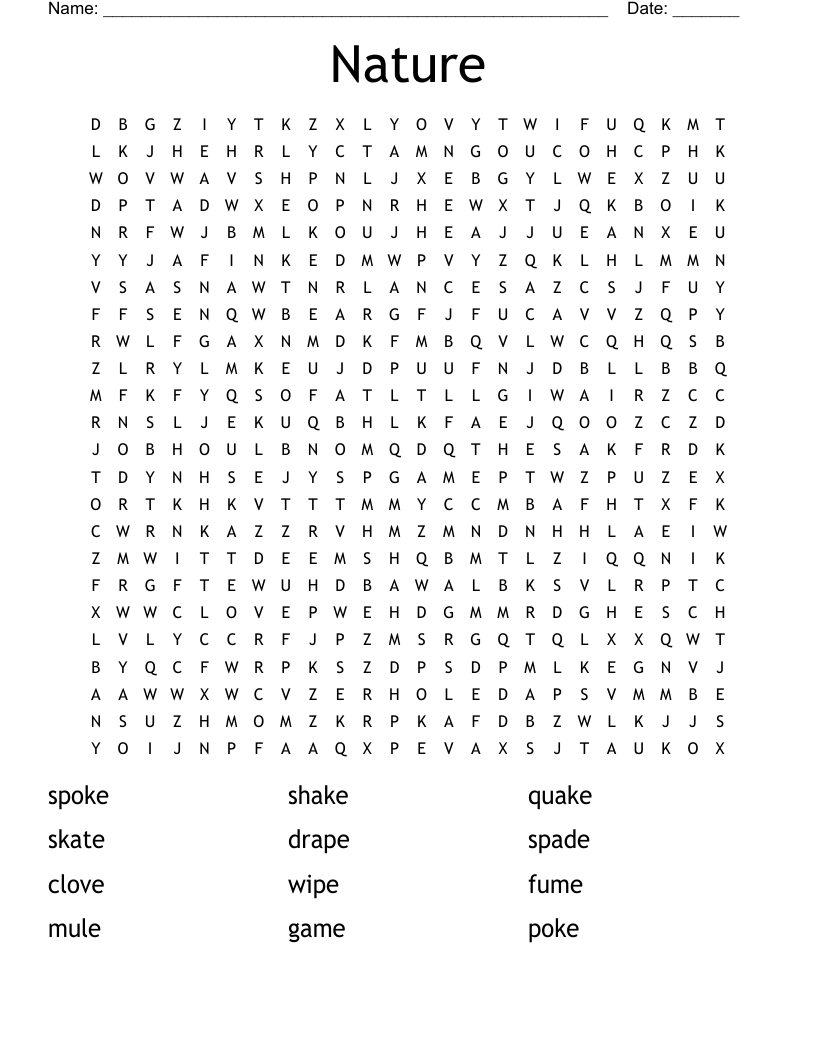 Nature Word Search