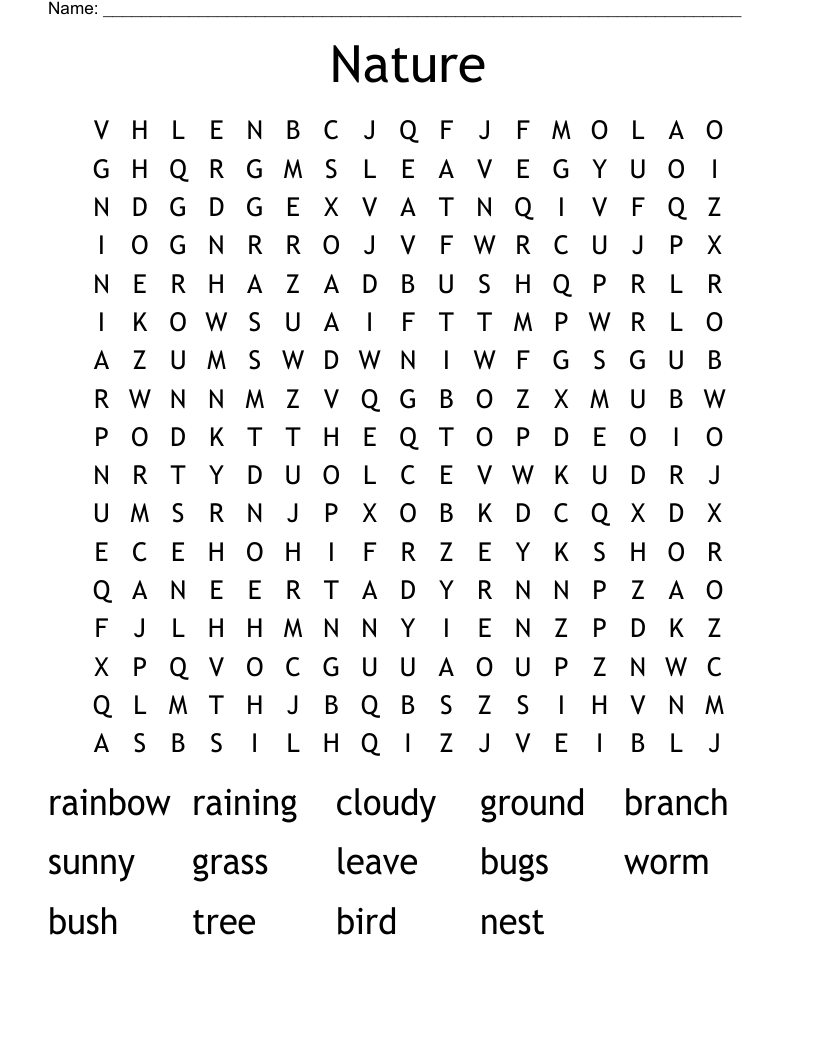 Nature Word Search