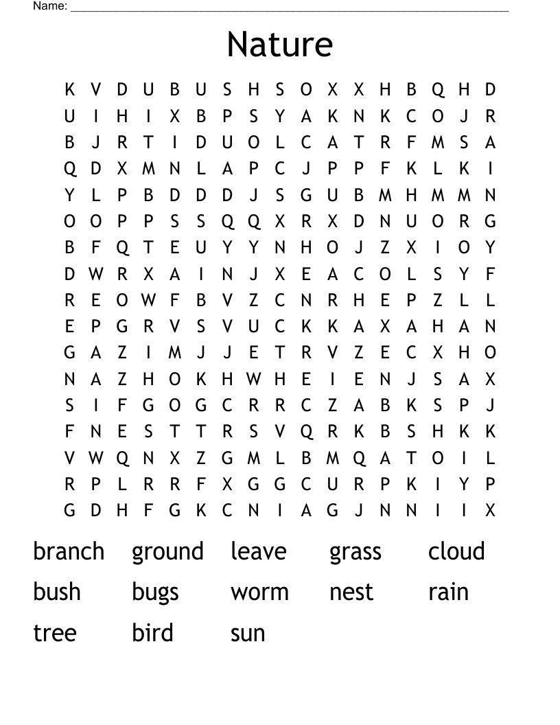 Nature Word Search