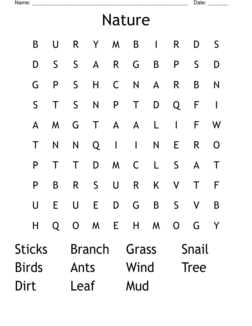 Nature Word Search