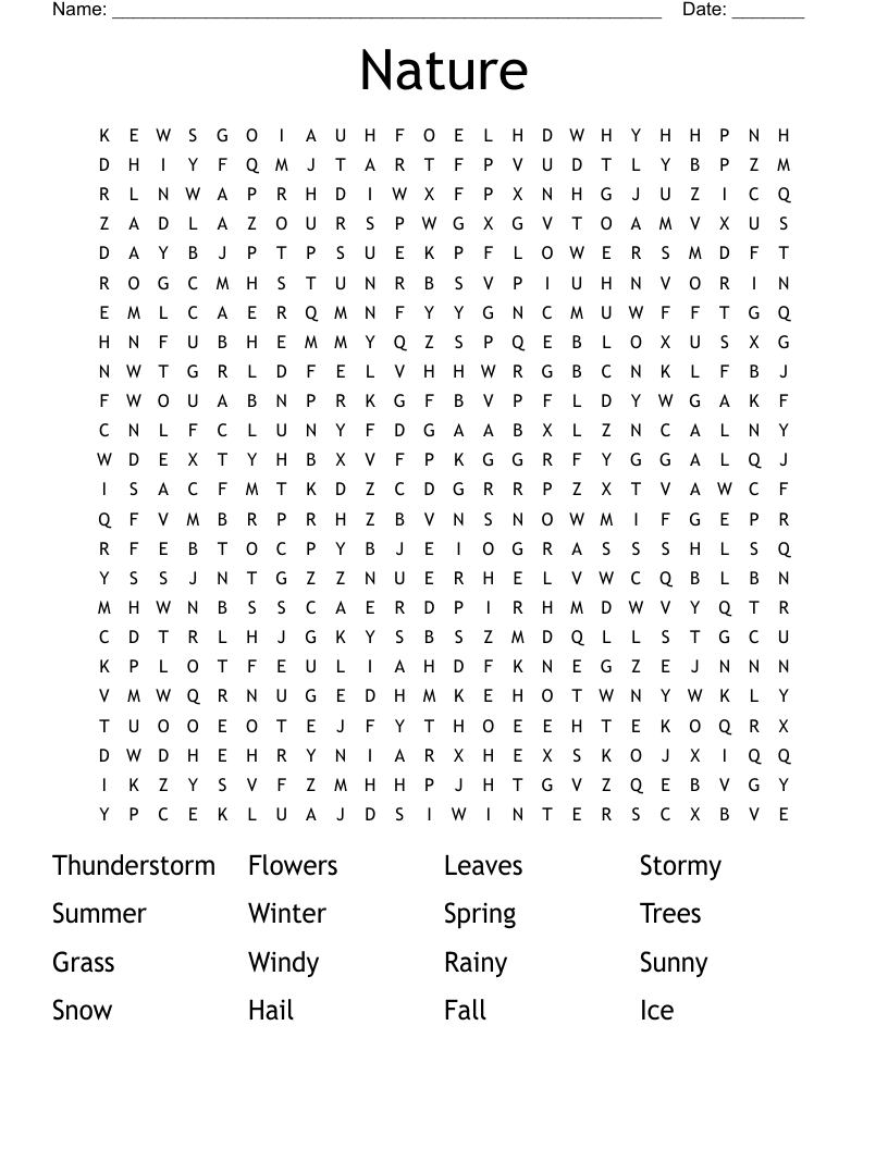 Nature Word Search