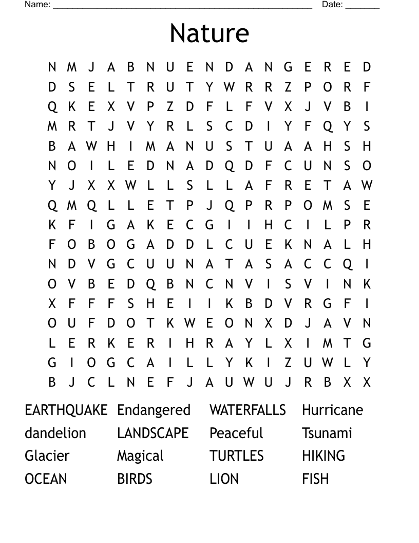 Nature Word Search