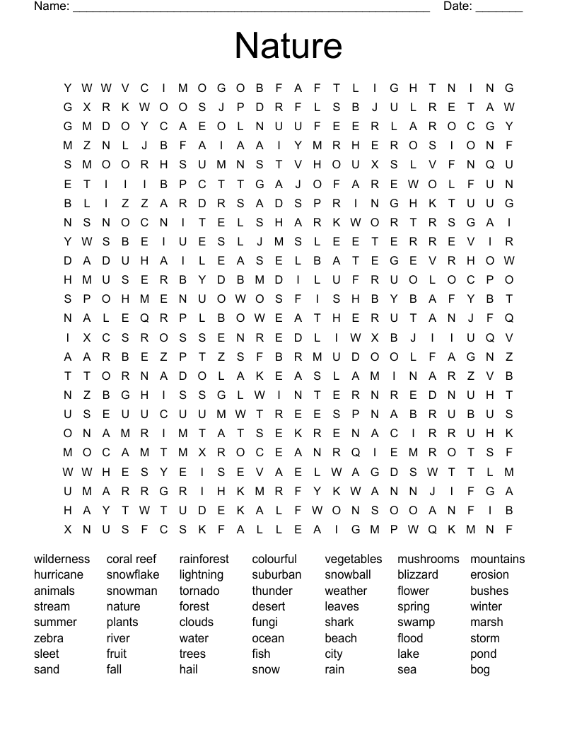Nature Word Search