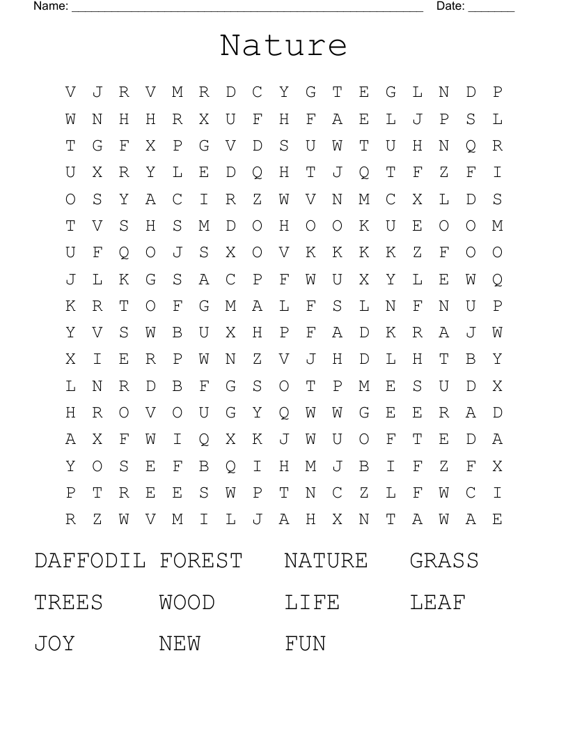 Nature Word Search