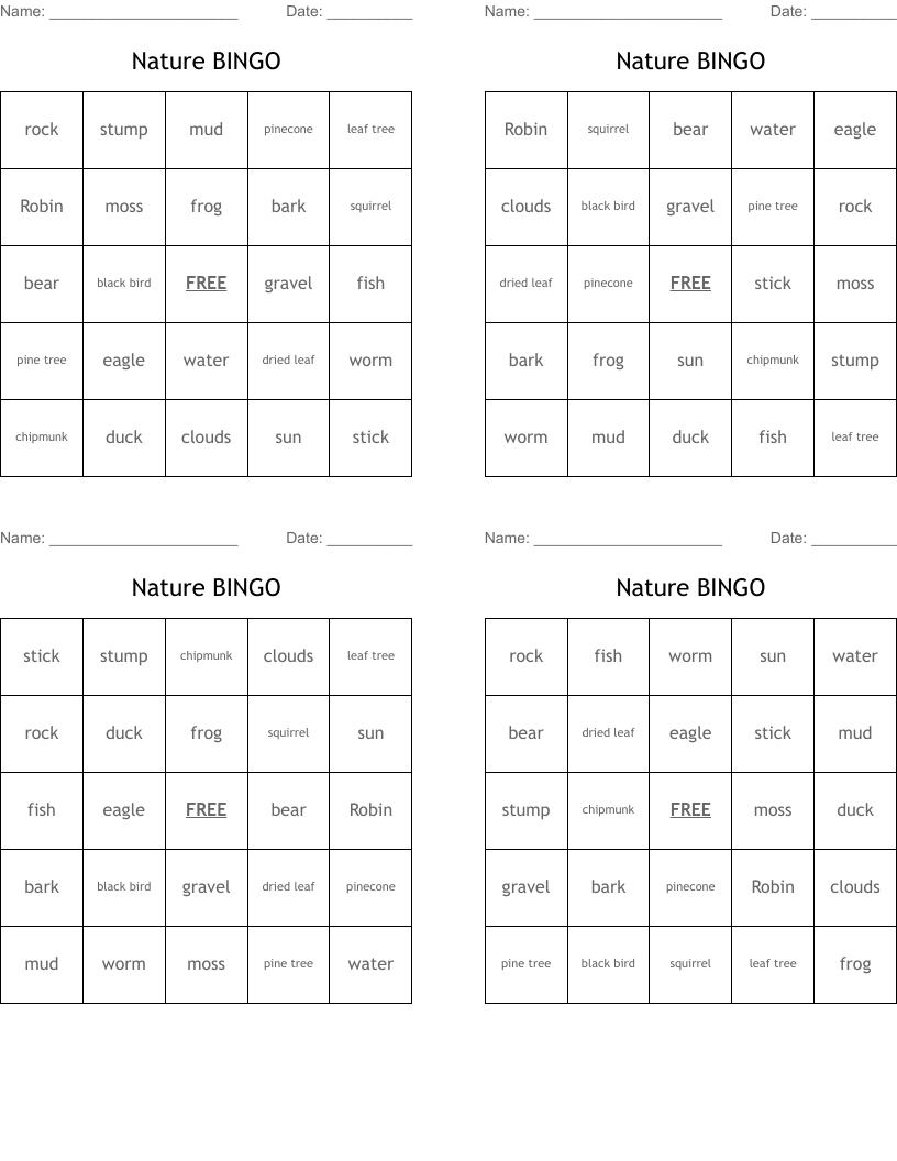 Nature BINGO