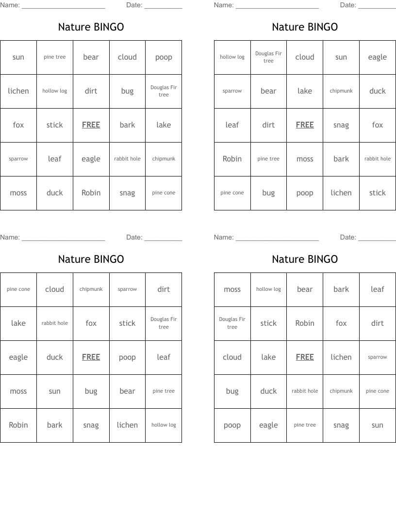 Nature BINGO