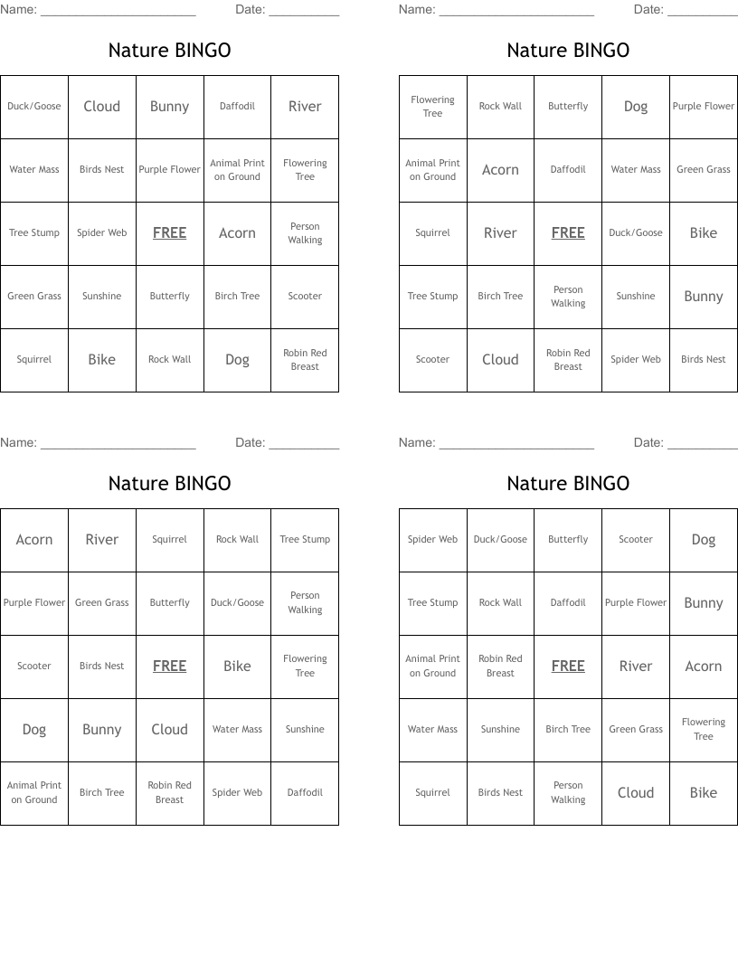 Nature BINGO