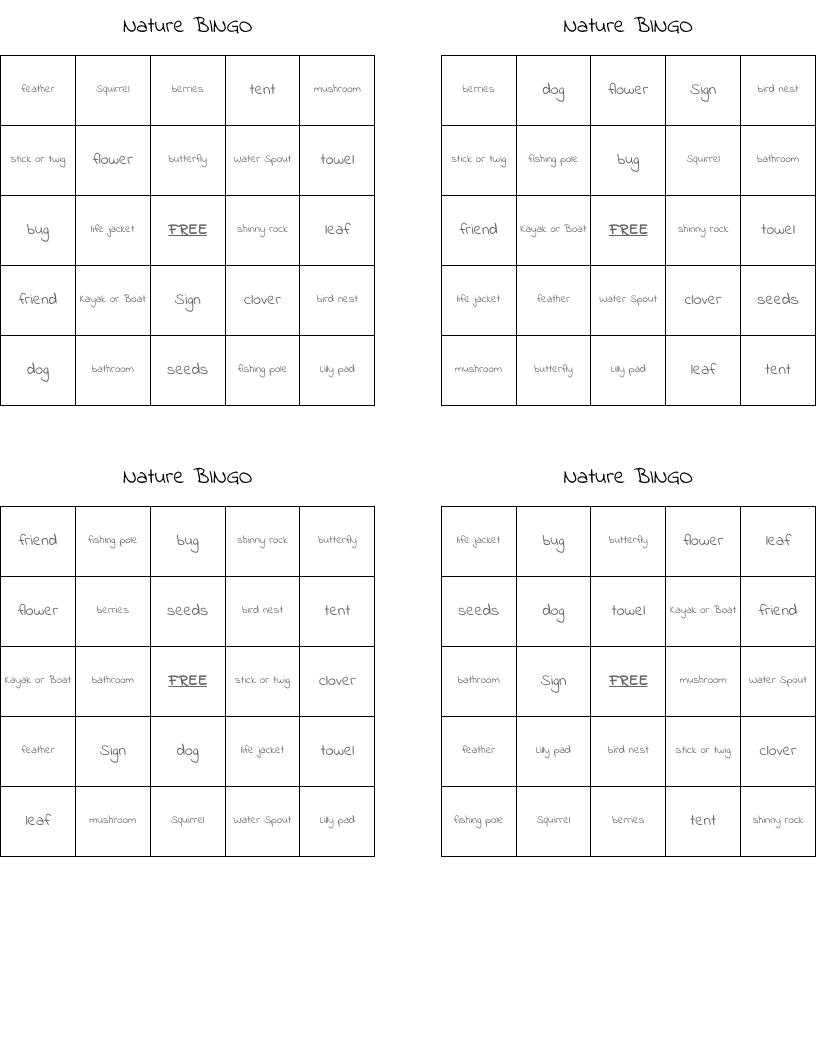 Nature BINGO