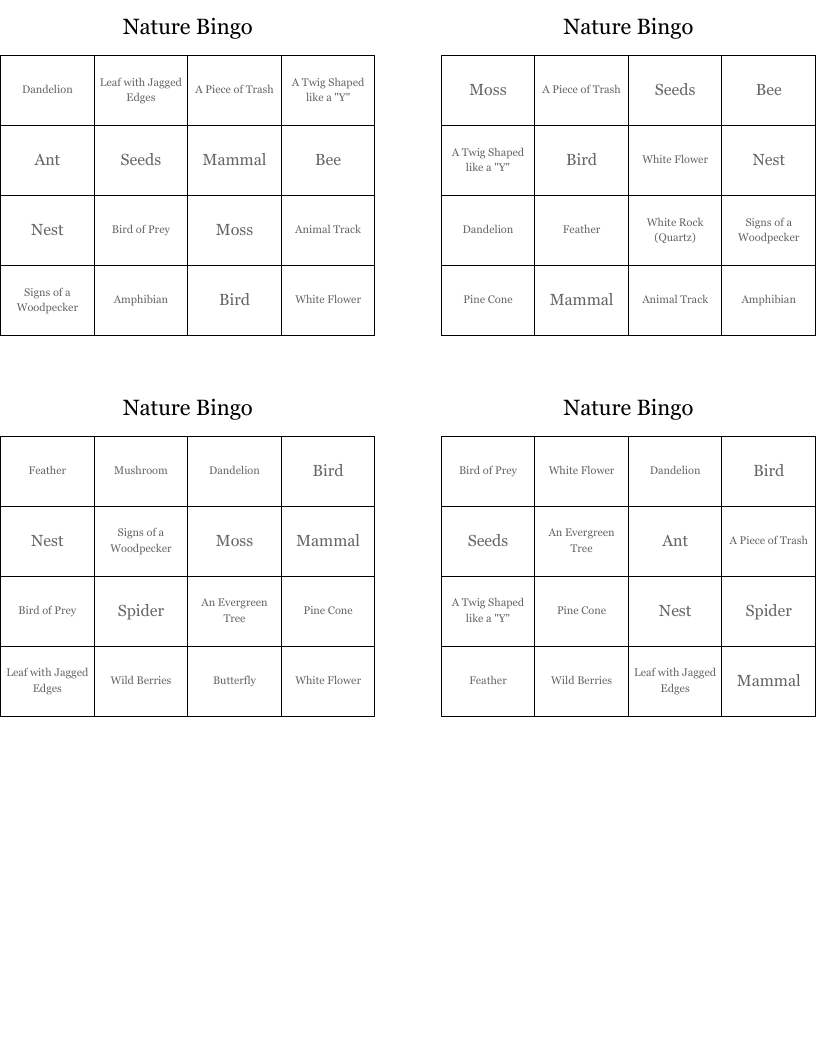 Nature Bingo
