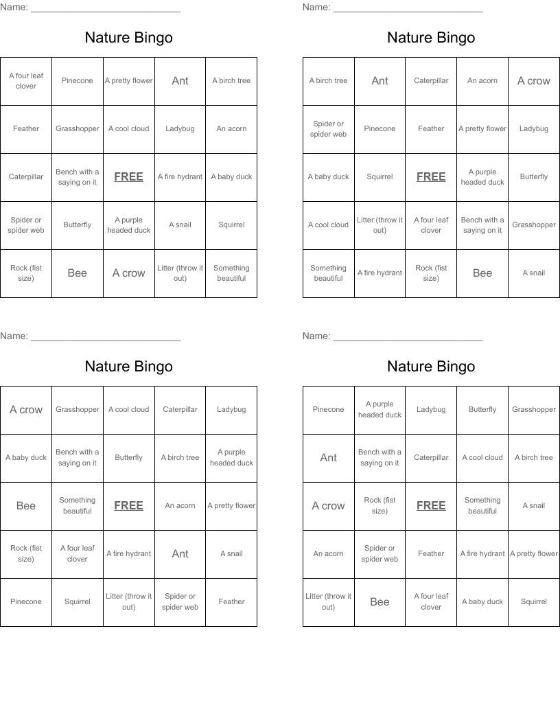 Nature Bingo