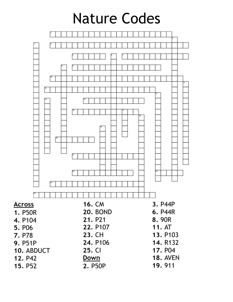 Nature Codes Crossword