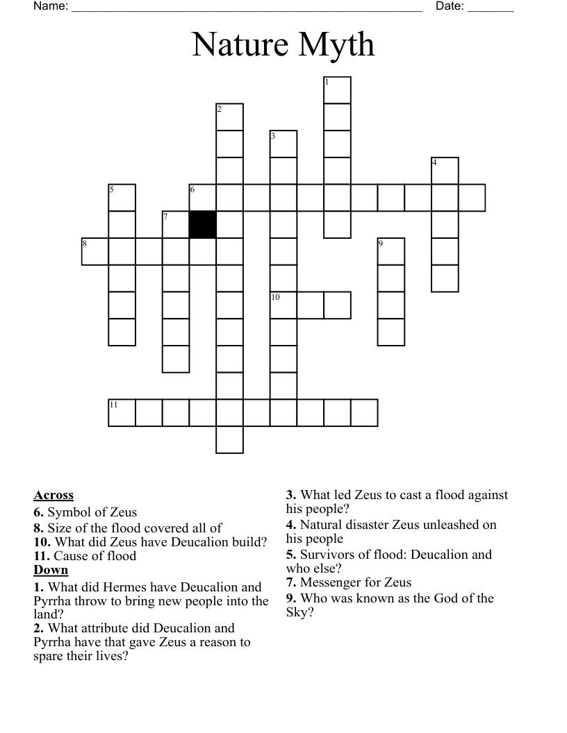 Nature Myth Crossword