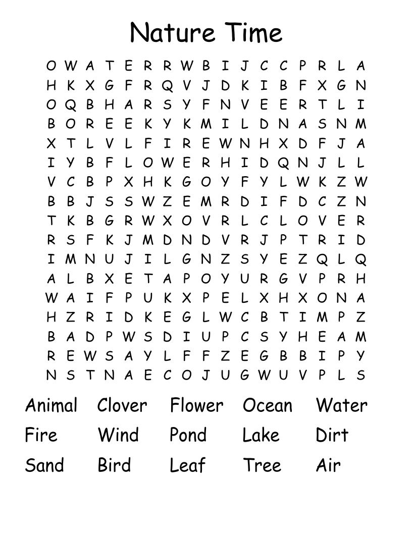 Nature Time Word Search