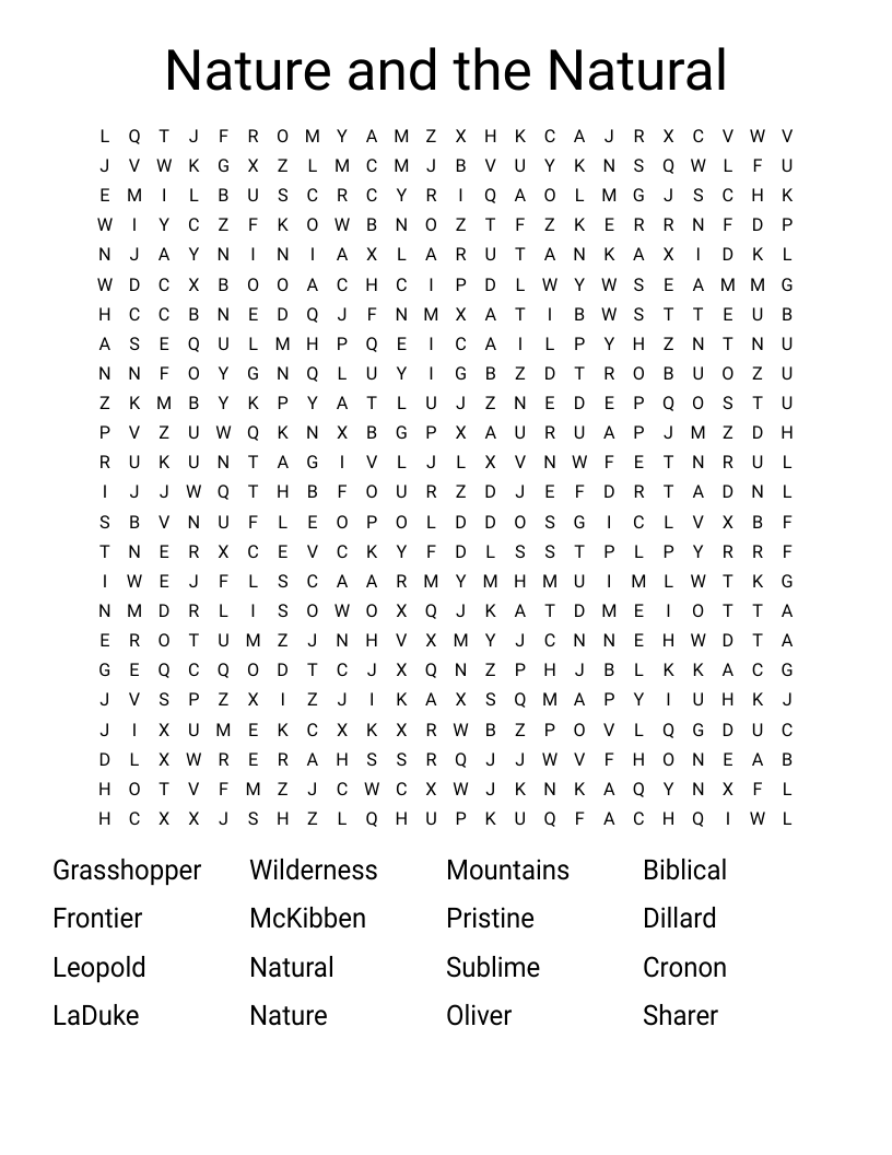 Nature and the Natural Word Search