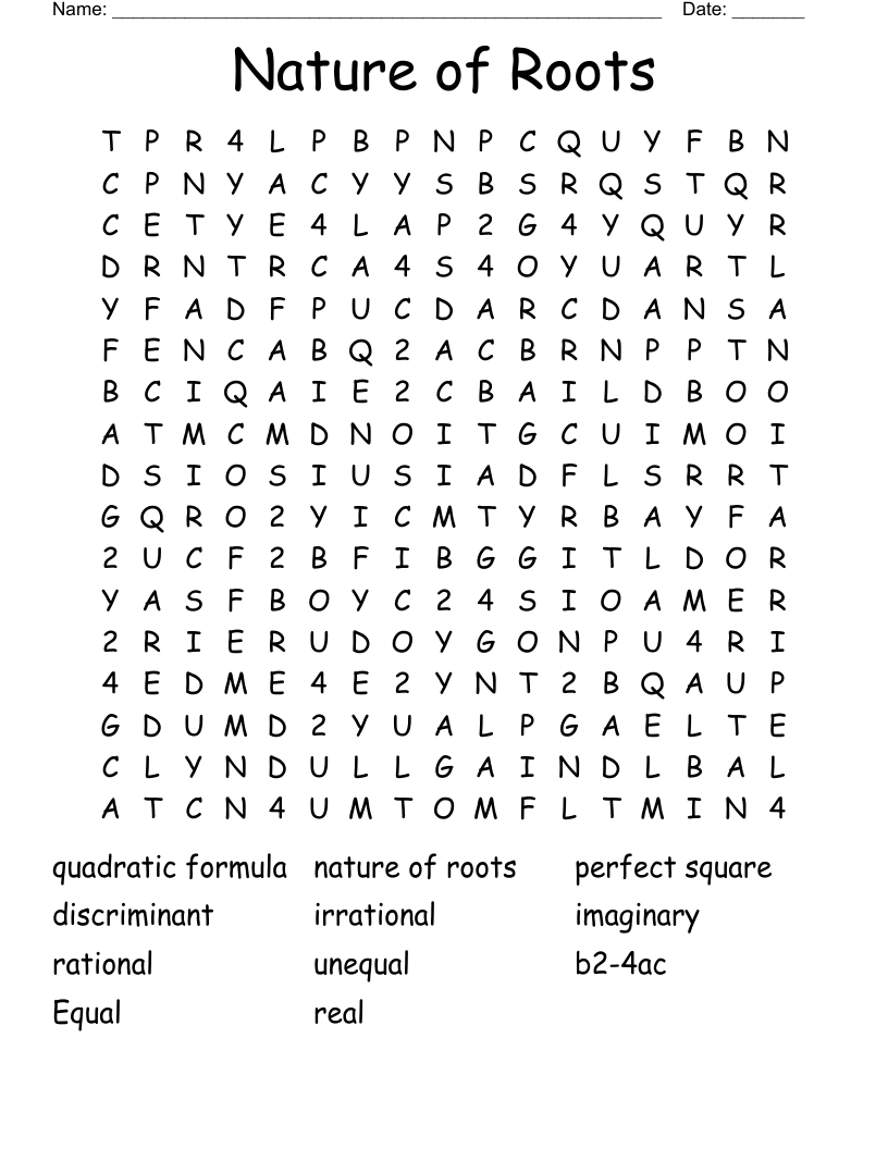 Nature of Roots Word Search