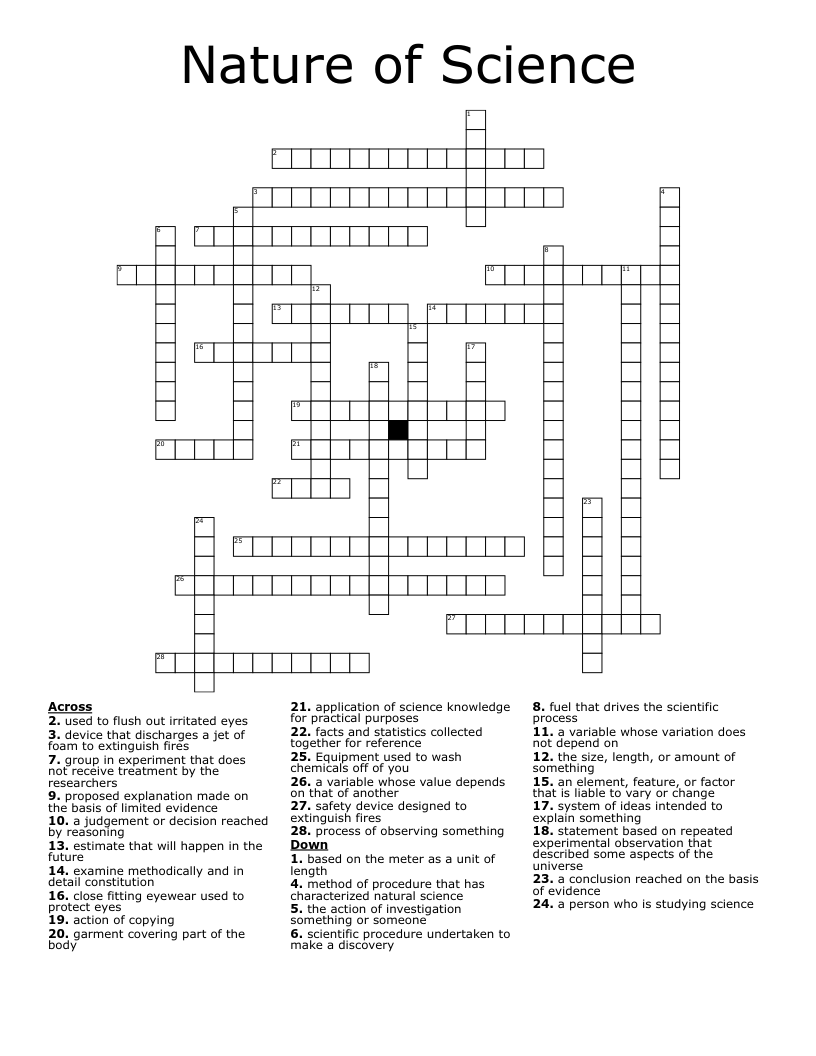 Nature of Science Crossword