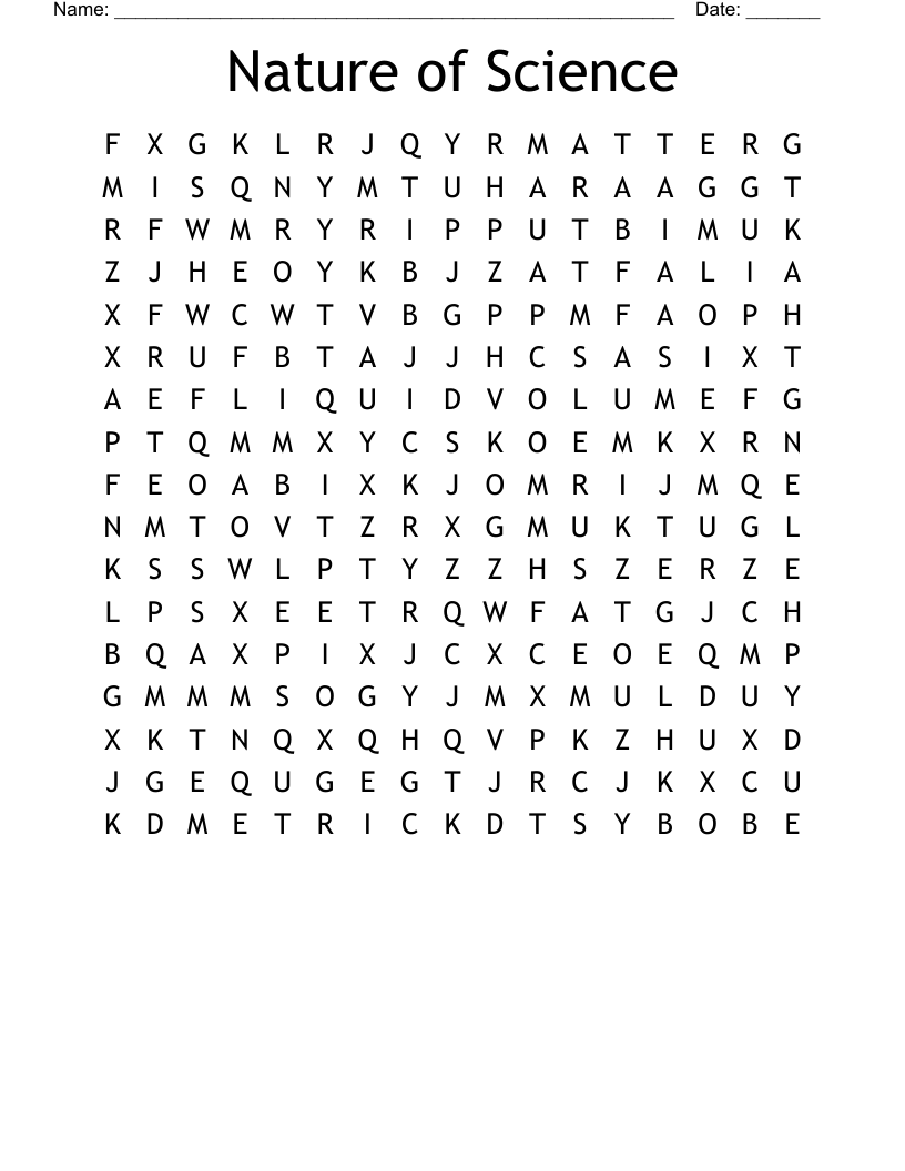 Nature of Science Word Search