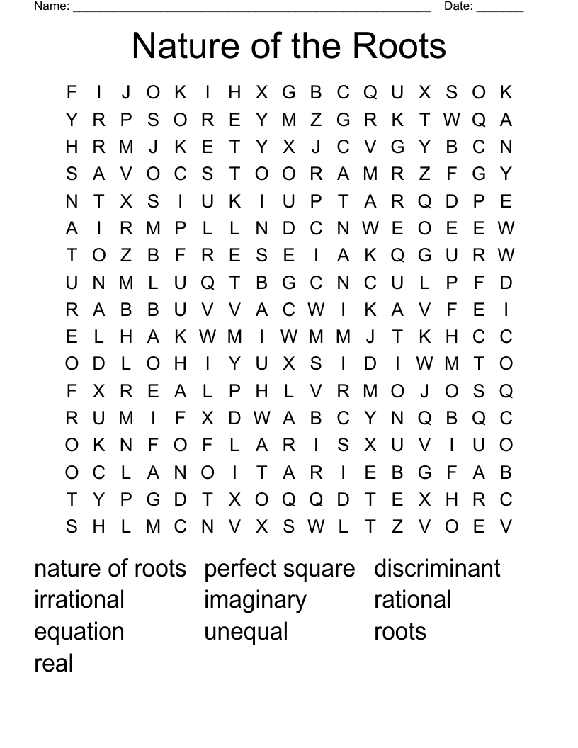 Nature of the Roots Word Search