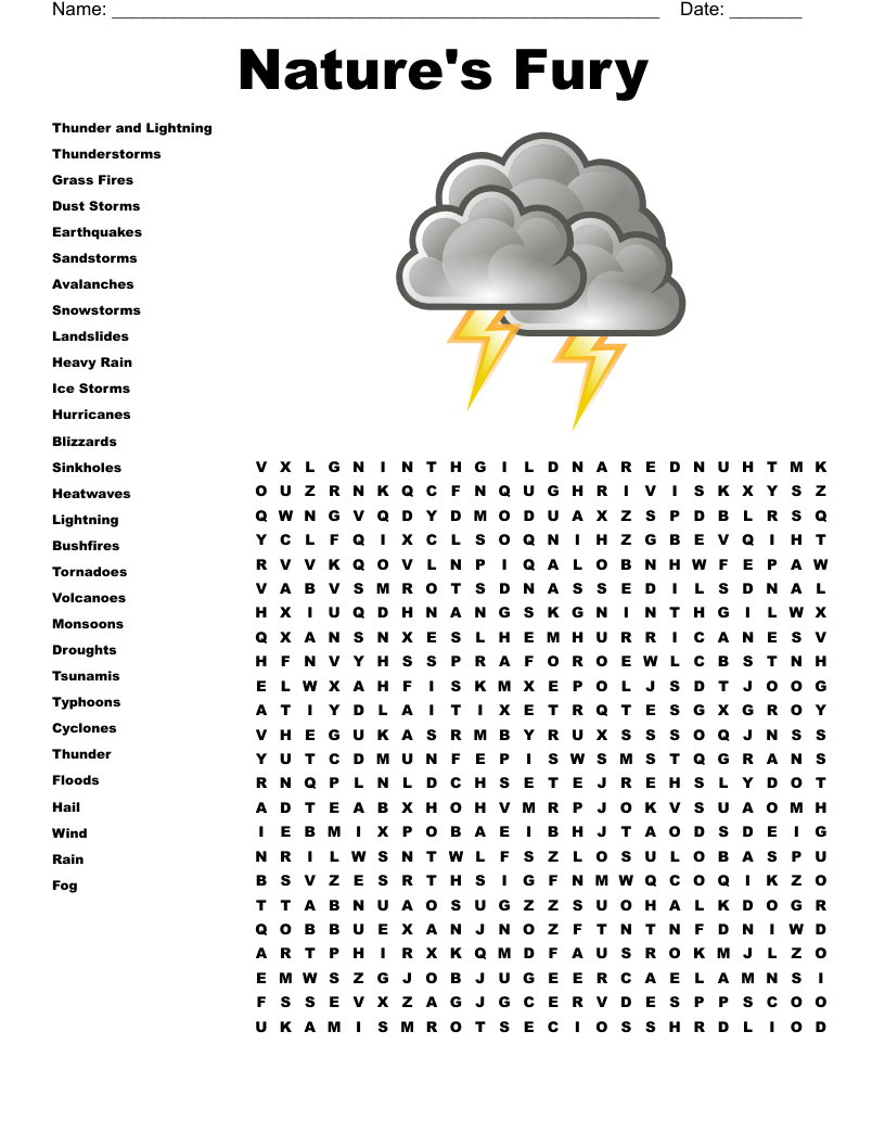 Nature's Fury Word Search
