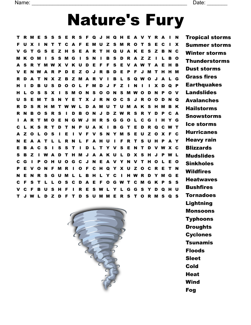 Nature's Fury Word Search