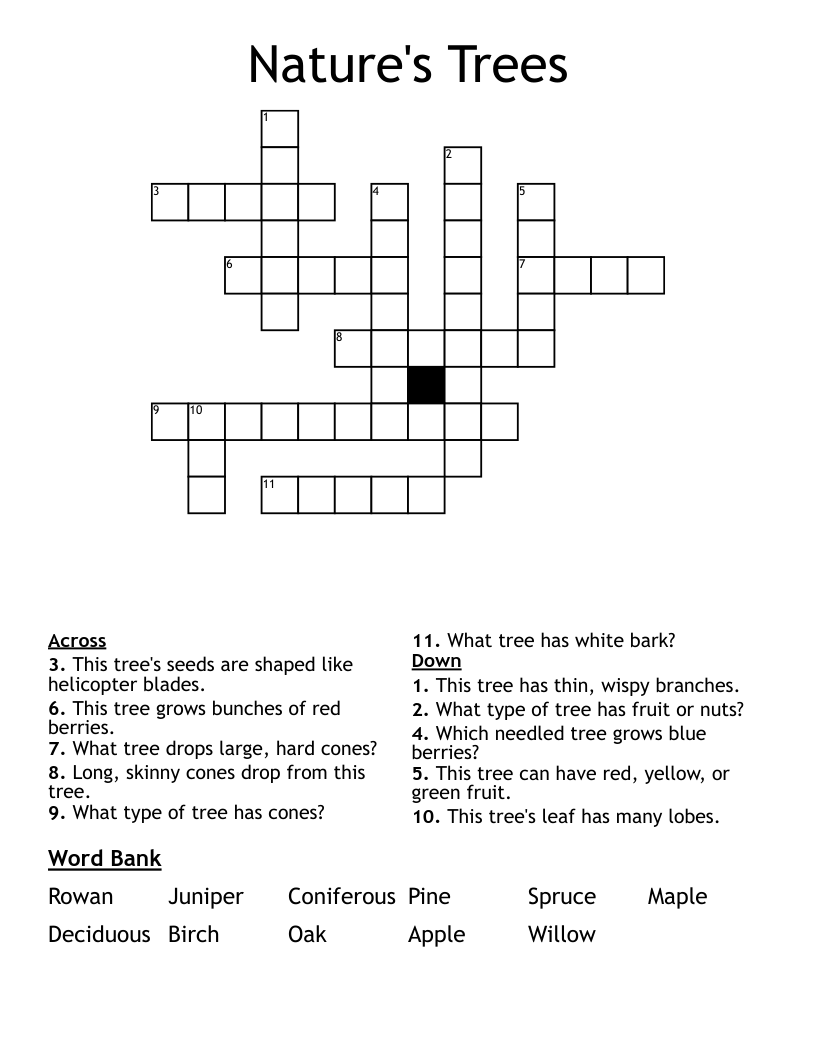 Nature's Trees Crossword