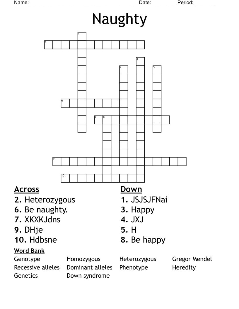 Naughty Crossword