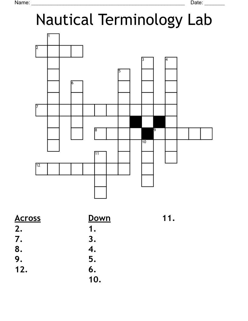 Nautical Terminology Lab Crossword