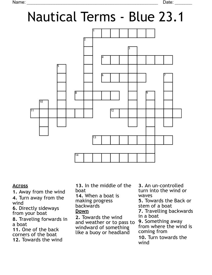 Nautical Terms - Blue 23.1 Crossword