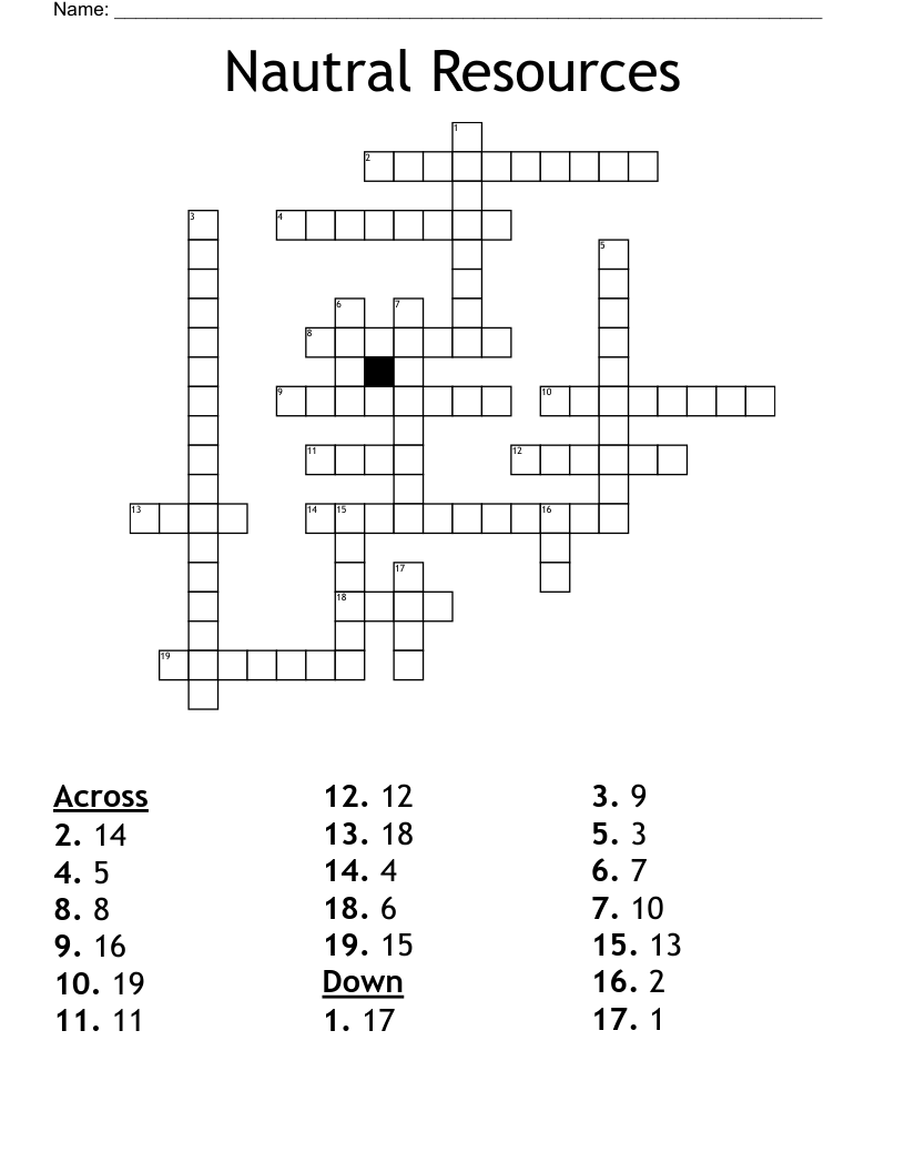 Nautral Resources Crossword